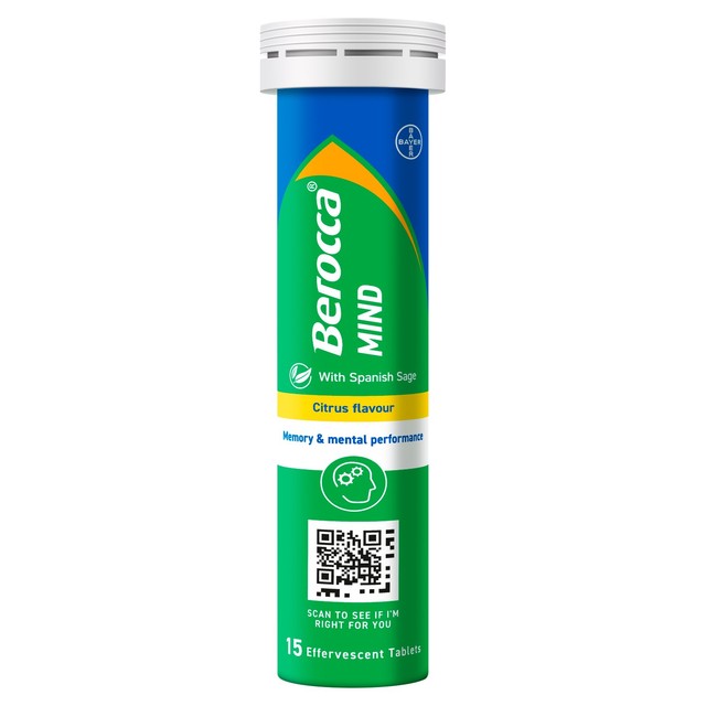 Berocca Mind Citrus multivitamin supplement 15 tablets - British product