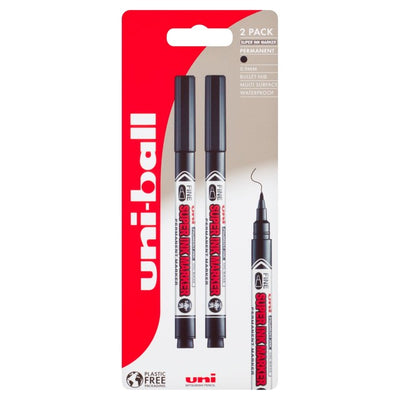 M&S Uni-ball Super Ink Marker Black Permanent Markers 2 Pack- Buy online at McGrocer