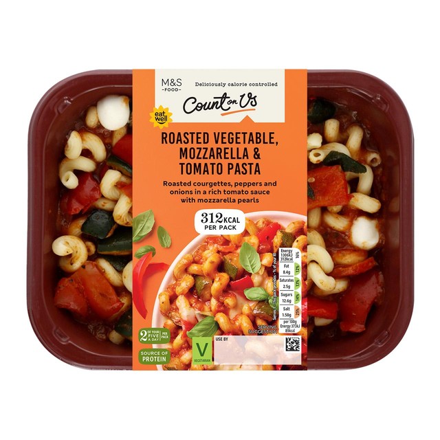 M&S roasted vegetable pasta meal 350g, imported from the UK