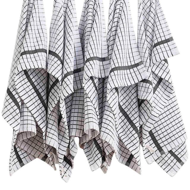 M&S checked terry tea towels dark grey 50x70cm, imported from the UK