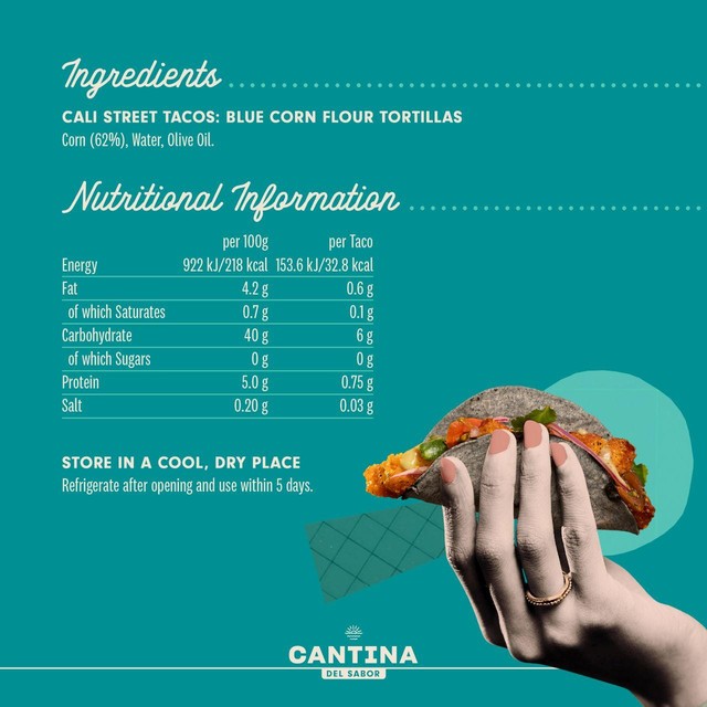 Cantina Gluten Free Blue Corn Tacos, imported from the UK