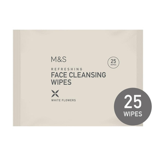 M&S face wipes white flowers 25 pack, imported from the UK