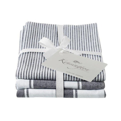 M&S Eddingtons Kensington Stripe Black Tea Towel Pack of 3- Buy online at McGrocer