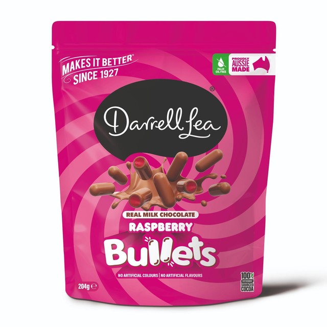 Darrell Lea milk chocolate raspberry bullets 204g - British product