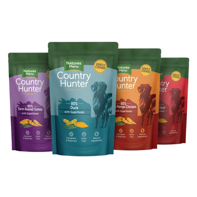 Natures Menu Country Hunter Superfood Selection wet dog food 12 x 150g pouches, imported from the UK