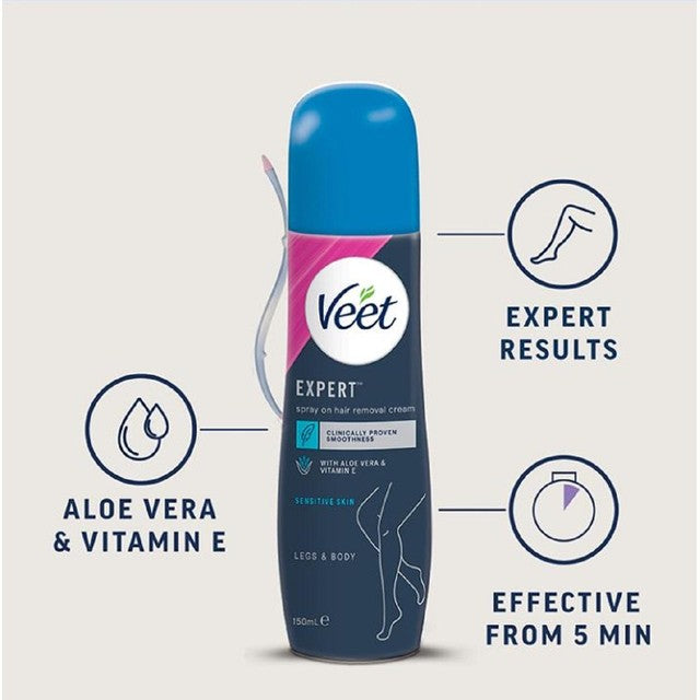 Veet hair removal cream spray sensitive 150ml (British brand)