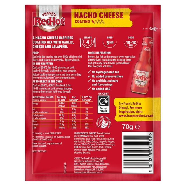 Frank's RedHot Nacho Cheese mix 70g - British product
