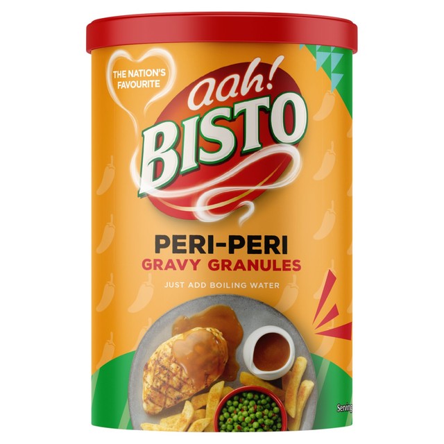 Bisto Peri-Peri Gravy Granules jar, imported from the UK
