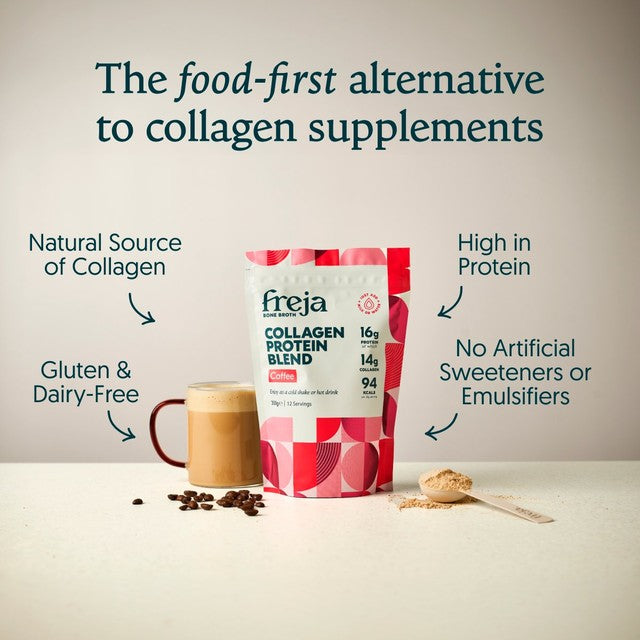 Freja coffee collagen protein blend 12 servings - British product