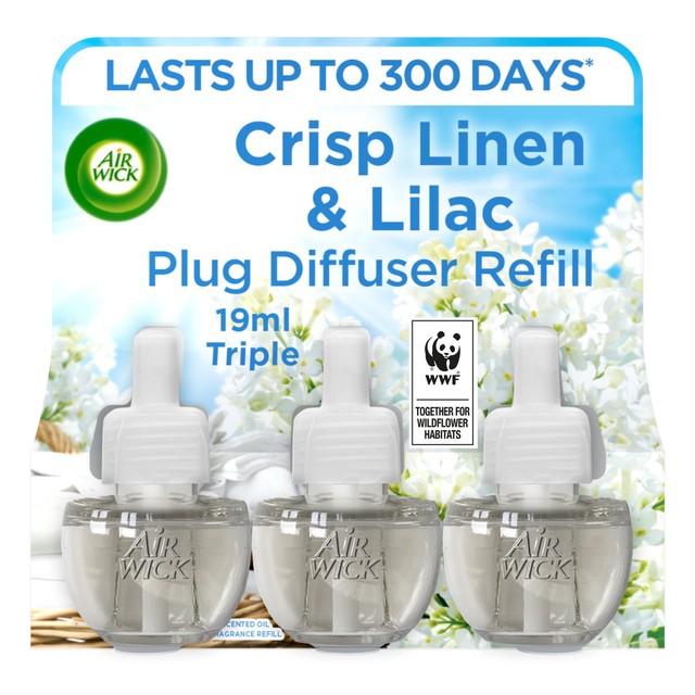 Airwick Crisp Linen Lilac plug-in air freshener refill 3x19ml - British product