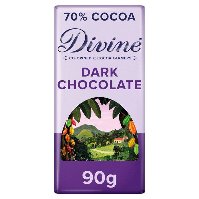 Divine 70% dark chocolate bar 90g - British product