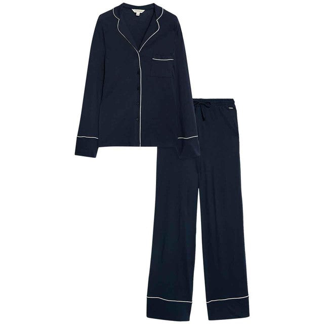 Autograph Women's Cotton Modal Revere Pyjamas Navy XL, imported from the UK