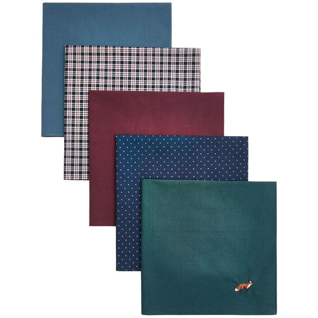 M&S dark burgundy pure cotton handkerchiefs woodland designs, imported from the UK