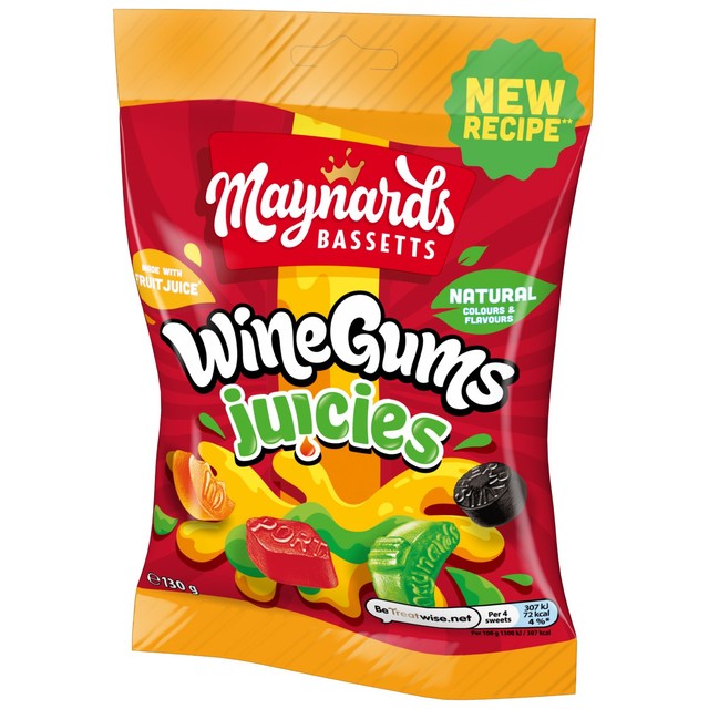 Maynards Bassetts Wine Gums Juicies 130g, imported from the UK