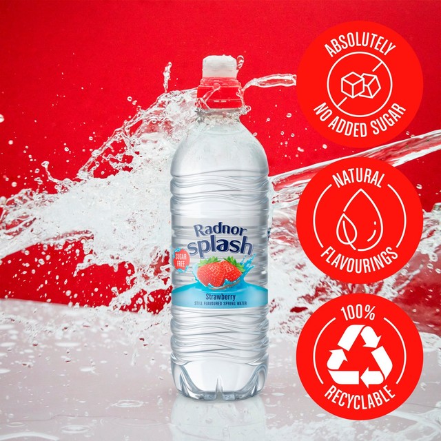 Radnor Splash Strawberry Flavoured Spring Water 6 x 500ml, imported from the UK