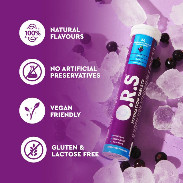 O.R.S Blackcurrant Hydration Tablets 24 Pack imported from the UK
