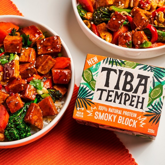 Tiba Tempeh Smoky vegan tempeh block (British brand)