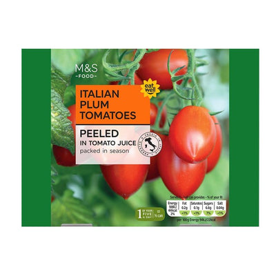 M&S M&S Italienske Skrelte Plommetomater Hermetiske Tomater 4 x 400g - Kjøp online hos McGrocer