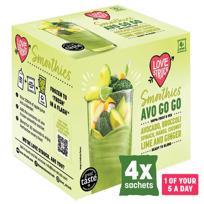 Love Smoothie Love Struck Avocado, Mango Spinat und Kokosnuss Smoothie Mix 4 x 120g