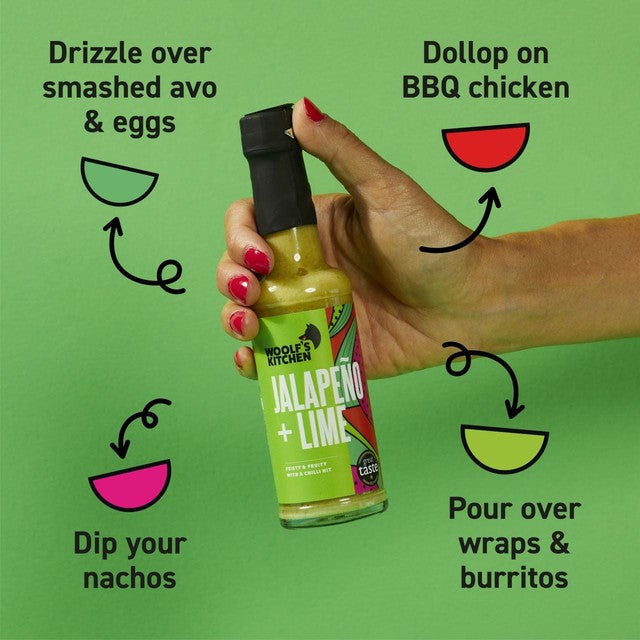 The Woolf's Kitchen jalapeno lime hot sauce 150ml (British brand)