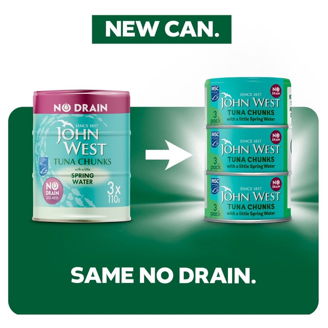 John West tuna chunks with spring water 3 x 100g, UK version