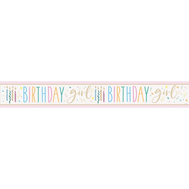 Unique Party Happy Birthday Girl foil banner 9ft, UK version