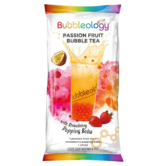 Bubbleology Passion Fruit Bubble Tea Kit with Strawberry Popping Boba 135g - British product