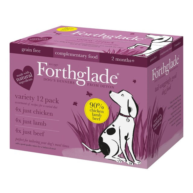 Forthglade dog food variety pack chicken lamb beef 395g - British product