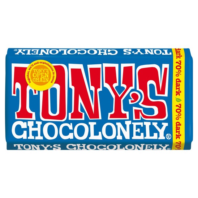 Tony's Chocolonely 70% dark chocolate bar 180g (British brand)