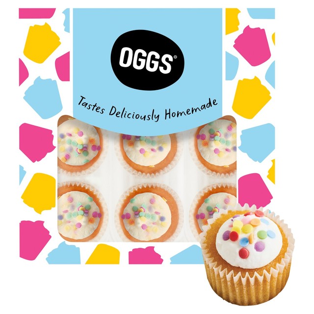 Oggs vanilla mini cupcakes 9 pack, imported from the UK