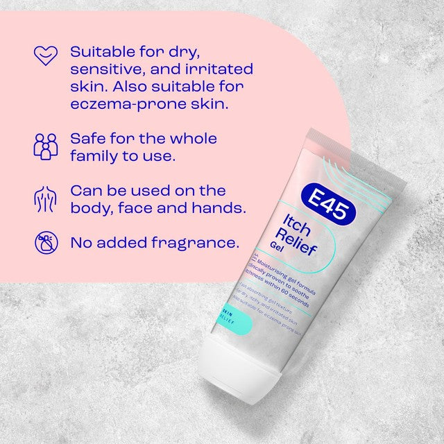 E45 Itch Relief Gel 100ml for dry skin, UK version