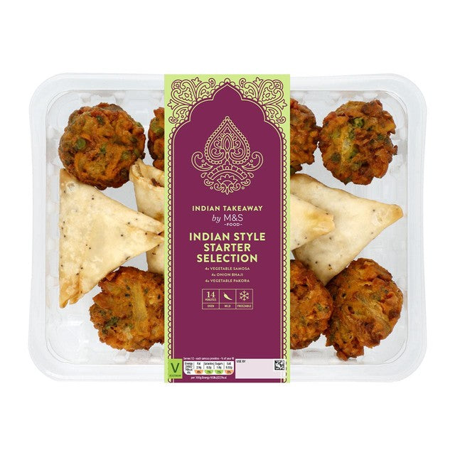 M&S Indian starter selection vegetarian 300g, imported from the UK