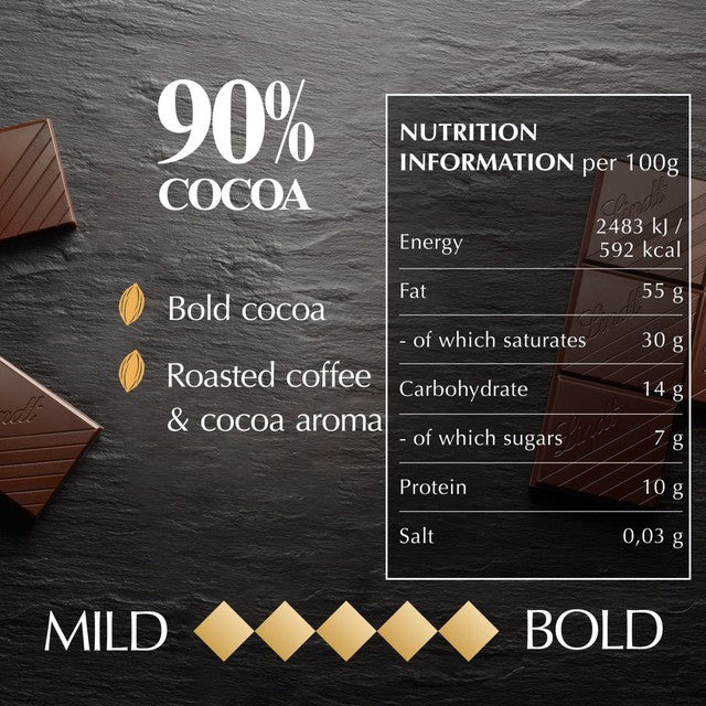 Lindt Excellence Intense Dark 90% Cocoa chocolate bar 100g, UK version
