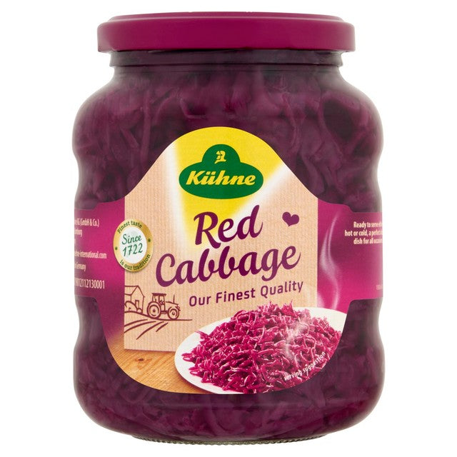Kuhne Red Cabbage Pickled Jar 350g glass jar, UK version