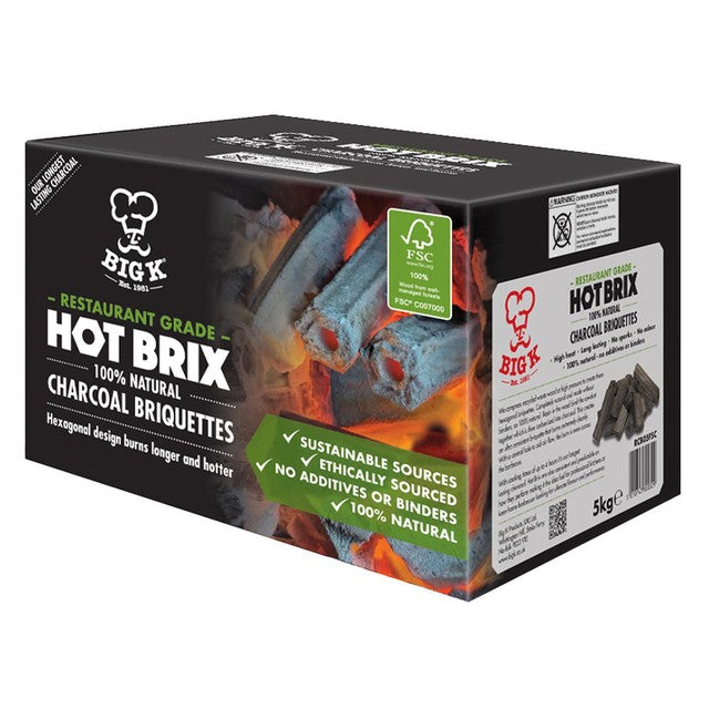 Big K Hot Brix charcoal briquettes 5kg - British product