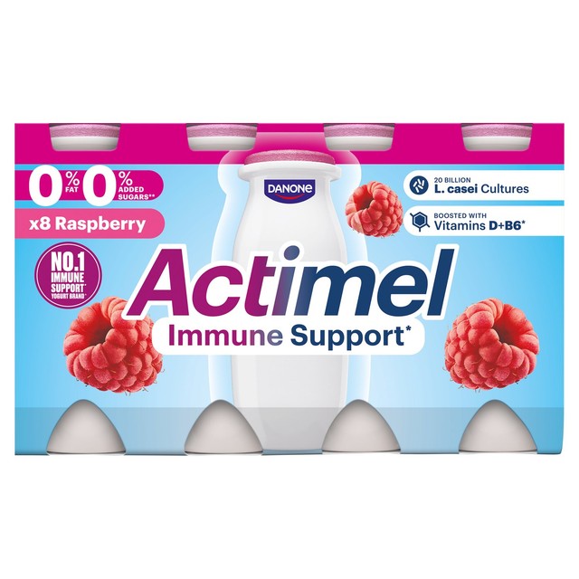 Actimel raspberry yoghurt drink 8 x 100g multipack - British product