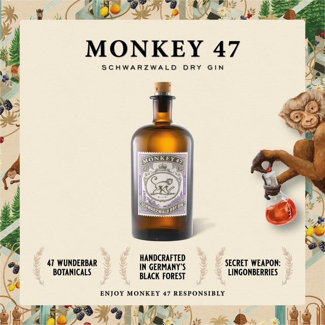 Monkey 47 Schwarzwald Dry Gin 50cl, imported from the UK