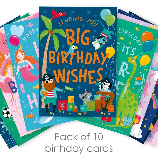 Abacus children's mixed birthday card bundle 120x170mm, imported from the UK