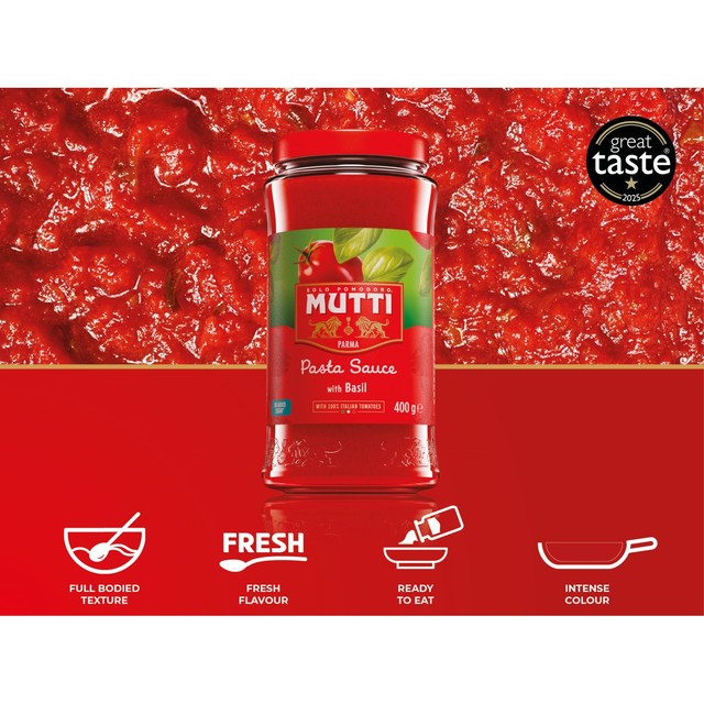 Mutti Tomato & Basil Pasta Sauce 400g, imported from the UK