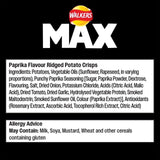 Walkers Max Punchy Paprika crisps 140g (British brand)