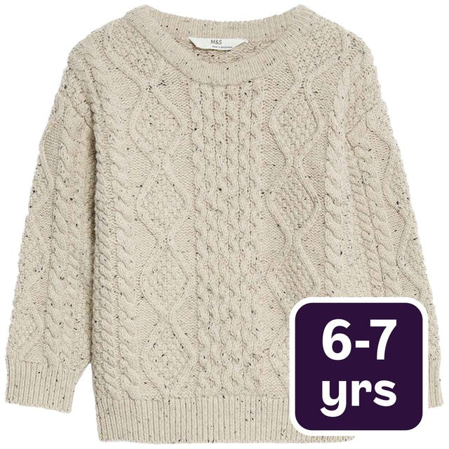 M&S cable knitted jumper neutral 6-7 years, imported from the UK