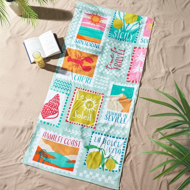 Catherine Lansfield postcard beach towel 76x160cm, UK version