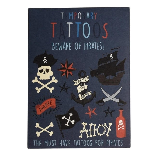 Rex London Beware of the Pirates temporary tattoos 2 pack, imported from the UK