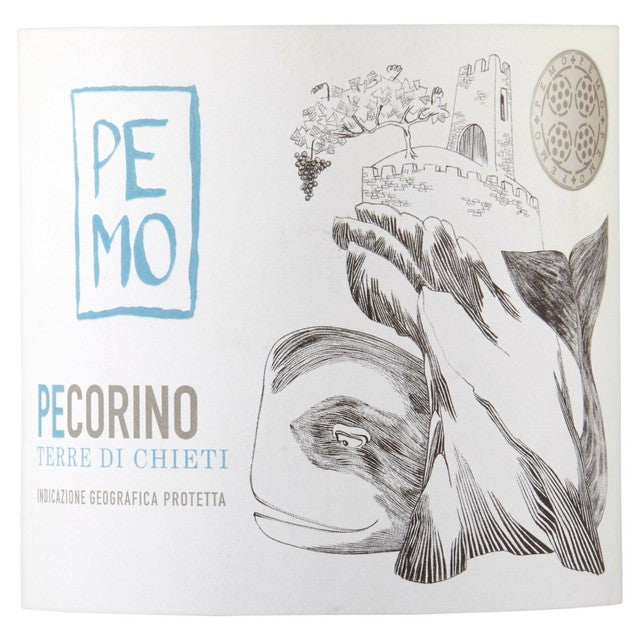 Pemo Pecorino white Italian wine bottle, imported from the UK