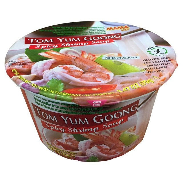 MAMA Shrimp Tom Yum noodle bowl 70g, imported from the UK