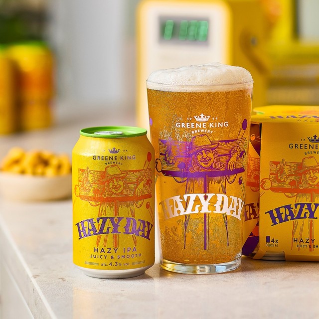 Greene King Hazy Day hazy IPA beer 4 x 330ml cans, UK version
