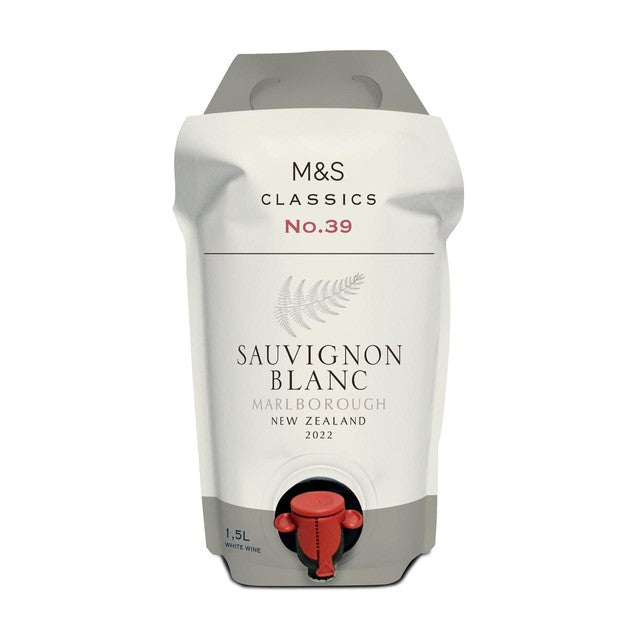 M&S Sauvignon Blanc wine pouch 1.5L, imported from the UK