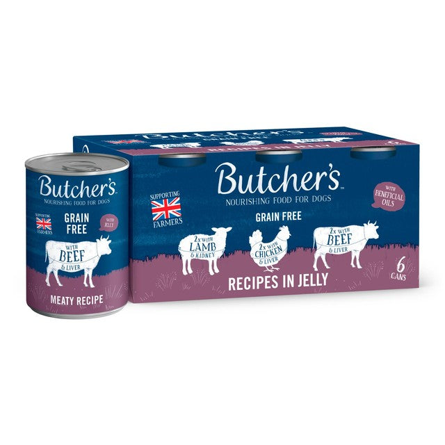 Butcher's Jelly Dog Food Mixed Flavours 6 x 400g cans - British product