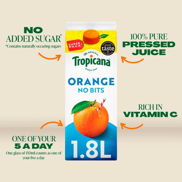 Tropicana smooth orange juice, imported from the UK