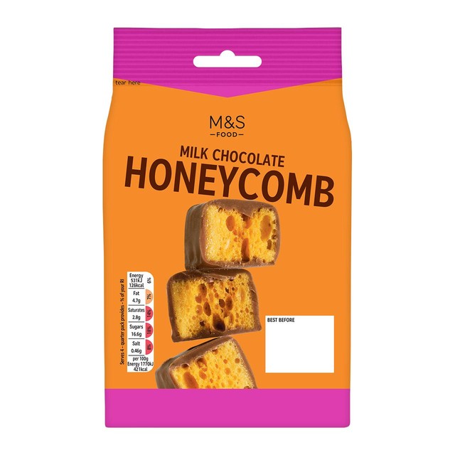 M&S milk chocolate honeycomb 120g, imported from the UK